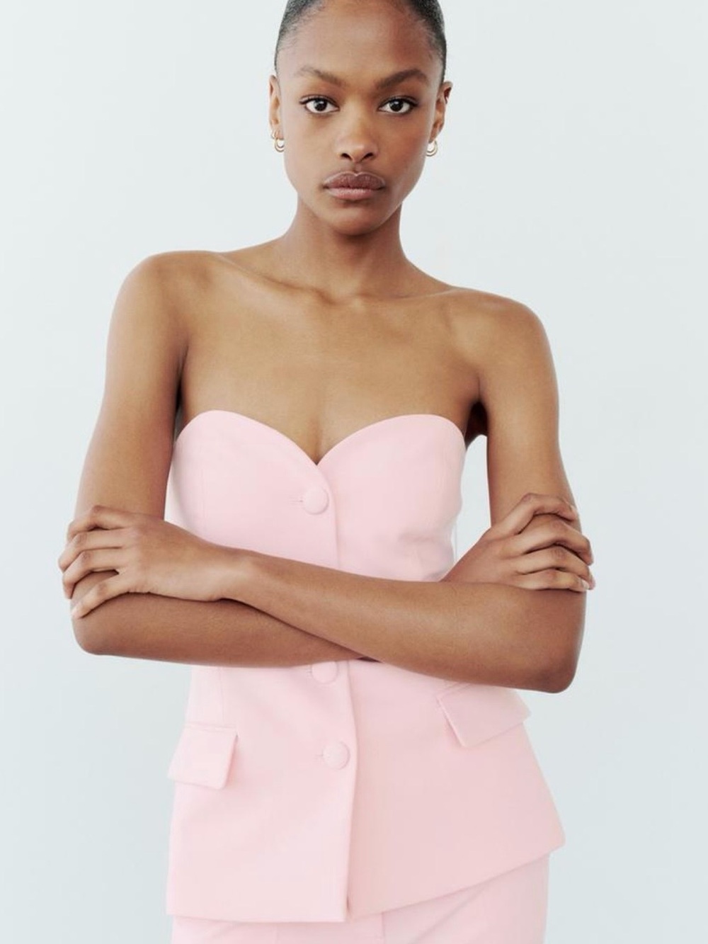ZARA BUSTIER PINK TOP, SIZE MEDIUM NWT